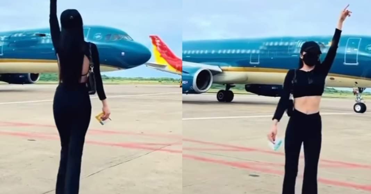 Nữ TikToker đăng clip nhảy nhót giữa sân bay khi máy bay đang di chuyển