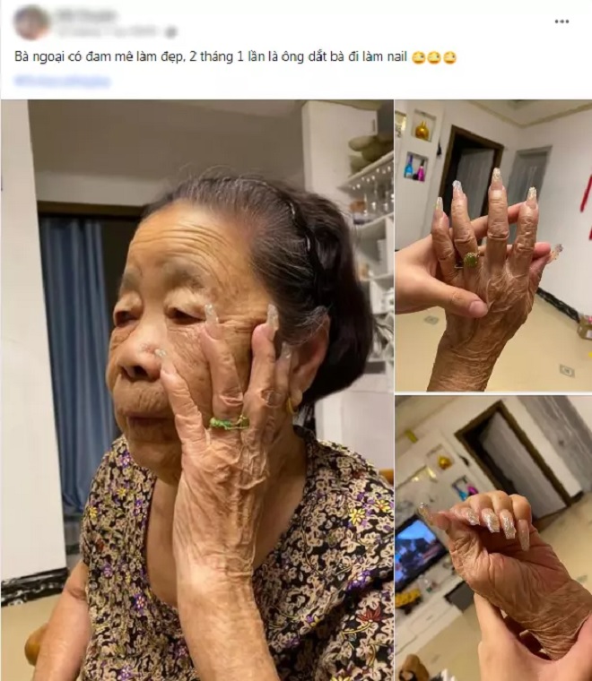 Nuông chiều sở thích làm nail của vợ, cụ ông hai tháng một lần dẫn đi đều như vắt chanh - Ảnh 1