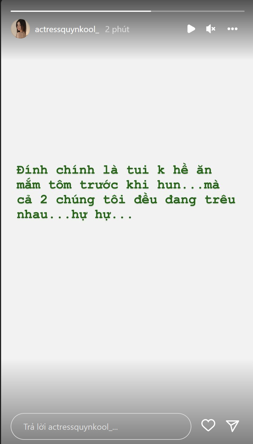 Quỳnh Kool lên tiếng đính chính nụ hôn đậm vị với 