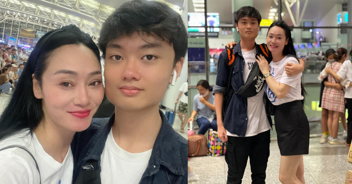 Quách Thu Phương như chị gái của con trai khi đứng cạnh quý tử bảnh bao