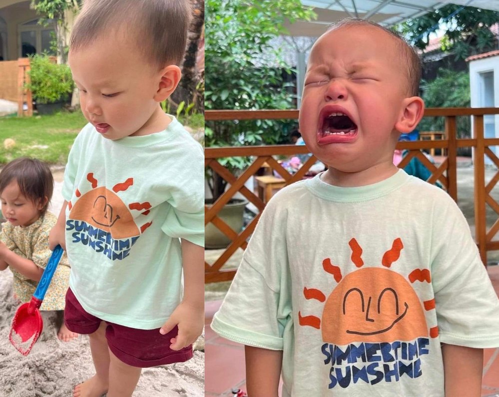 Leon nhà Hồ Ngọc Hà và những biểu cảm hài hước khi được mẹ cho mặc lại đồ cũ - Ảnh 1