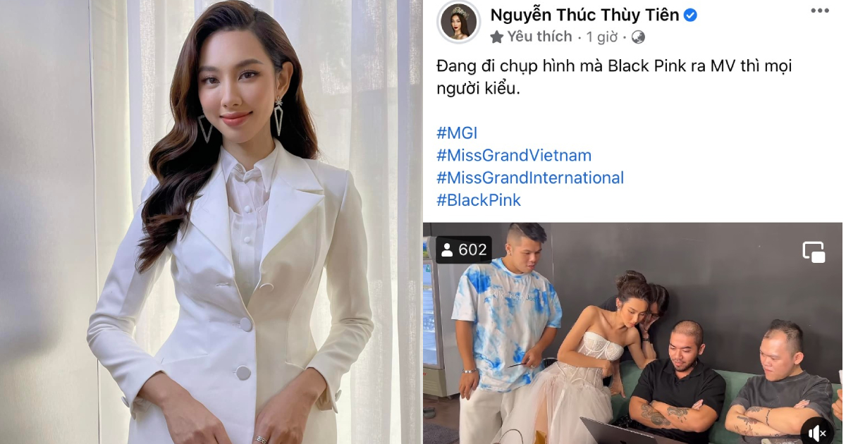 Hoa hậu Thùy Tiên đi chụp hình vẫn bắt cả ekip tạm dừng để xem MV BlackPink