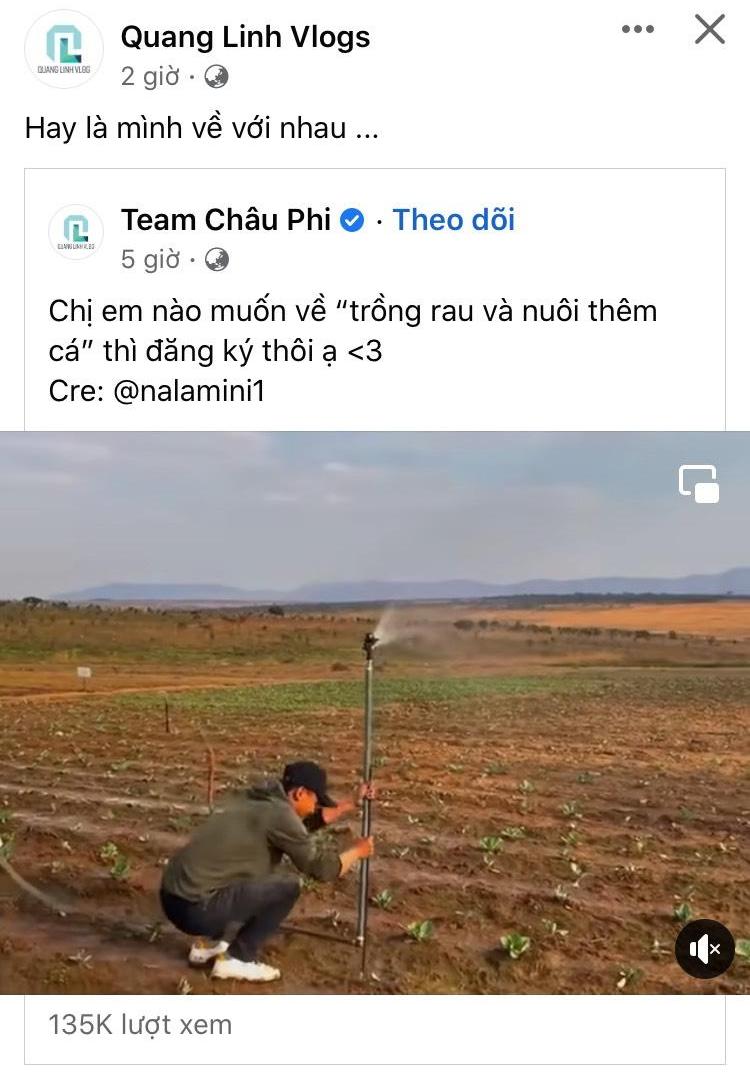Quang Linh Vlogs lên mạng 