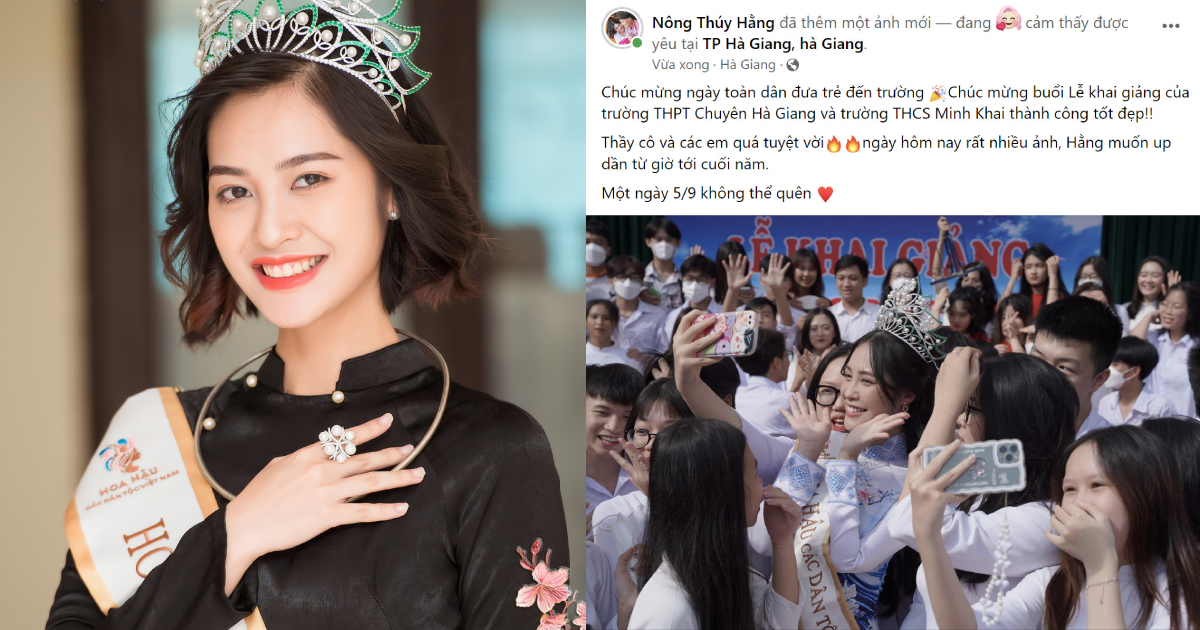 Hoa hậu Nông Thúy Hằng được người dân quê nhà vây kín hậu ồn ào bị ghẻ lạnh