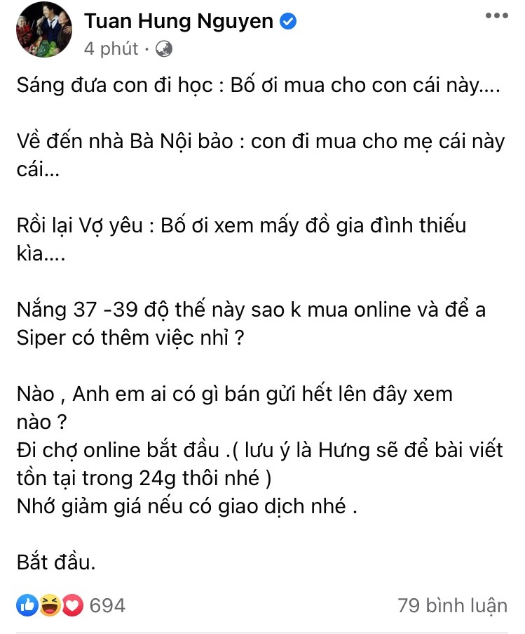 Tuấn Hưng đăng stt, dân mạng ào ào kéo vào bán hàng để kiếm bộn tiền - Ảnh 1