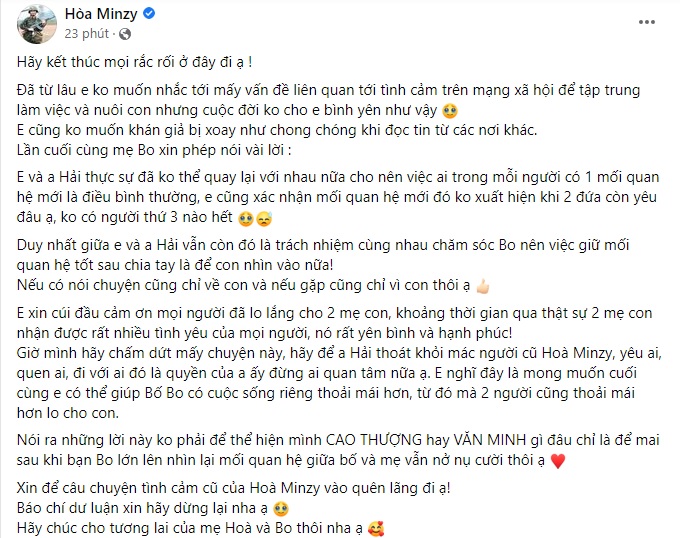 Hoà Minzy lần đầu lên tiếng chuyện thiếu gia Minh Hải có người mới và bỏ bê, không đến thăm con trai - Ảnh 1