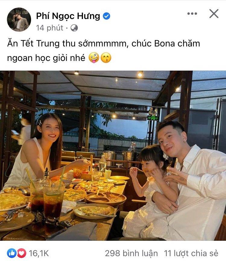 Phí Ngọc Hưng và Trương Mỹ Nhân lần đầu đăng tải khung hình chung có con gái Bona - Ảnh 1