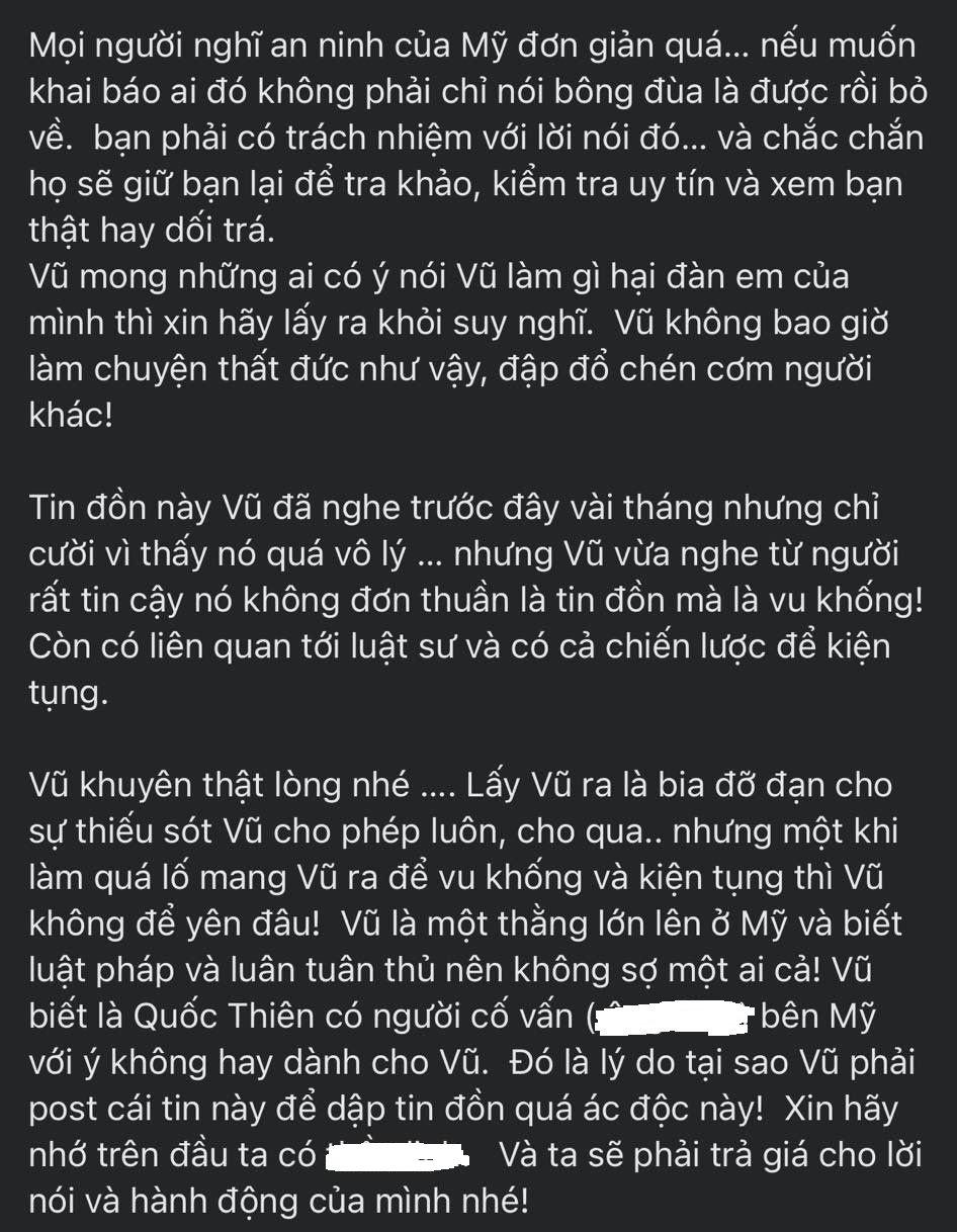 Em trai Hoài Linh đăng tải bài viết dài, làm rõ tin đồn hãm hại đồng nghiệp bị trục xuất khỏi Mỹ - Ảnh 1