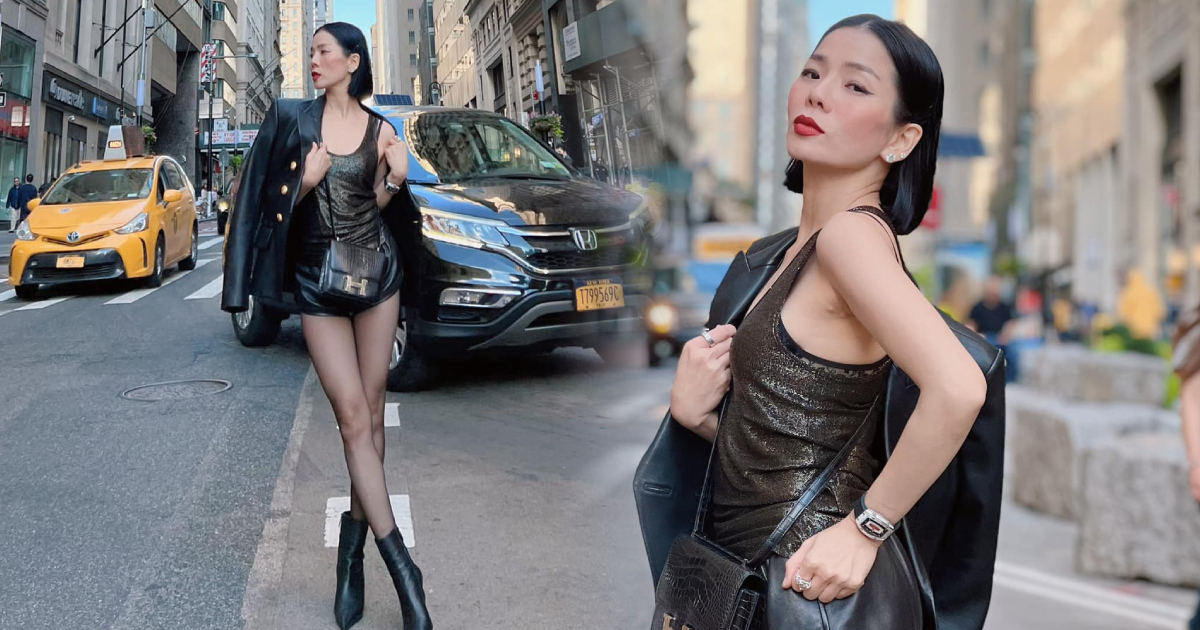 Lệ Quyên để lộ vòng 2 kém thon gọn khi thả dáng trên đất Mỹ