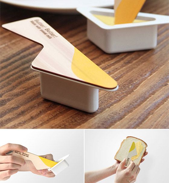 Bạn có bơ nhưng không có dao để phết lên bánh mì. Với thiết kế hộp tam giác và phần nắp có chuôi thế này, bạn hoàn toàn có thể biến nắp hộp thành con dao phết bánh vô cùng tiện lợi đấy.