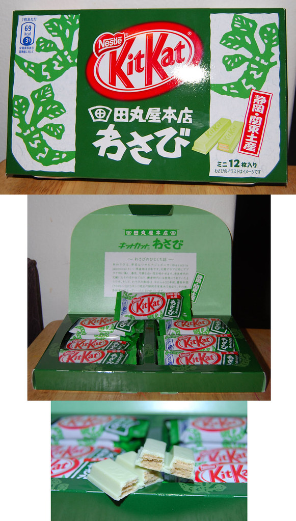 Một phiên bản Kit Kat rất Nhật Bản: Vị wasabi. Màu đẹp đấy, nhưng dễ ăn hay không thì chưa biết được.