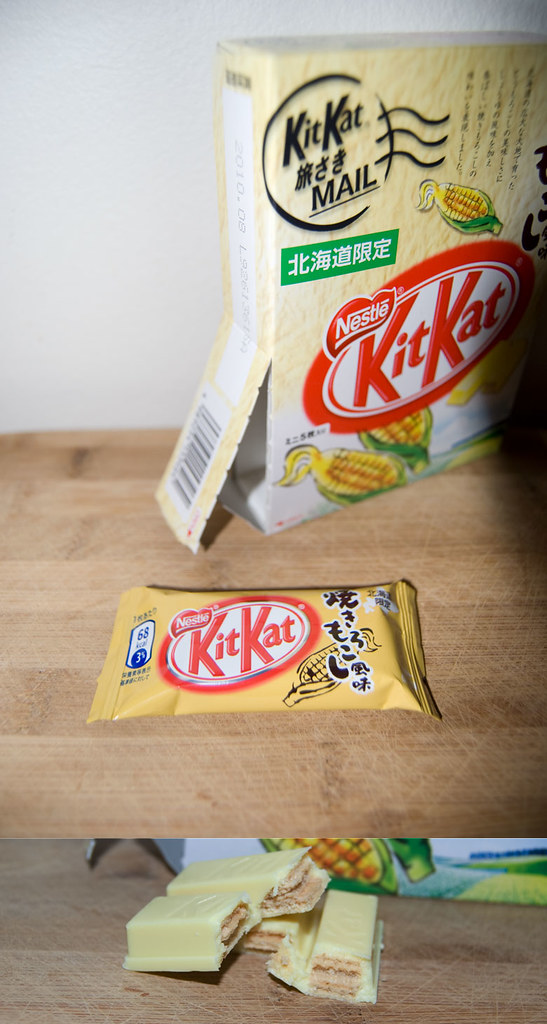 Phiên bản Kit Kat vị ngô nướng này là sản phẩm giới hạn của vùng Hokkaido.