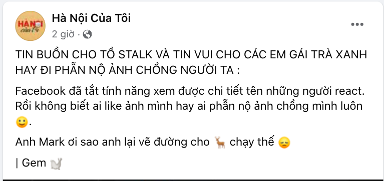 Facebook mới update, từ nay chỉ xem được số người like, tim nhưng cụ thể là ai thì 
