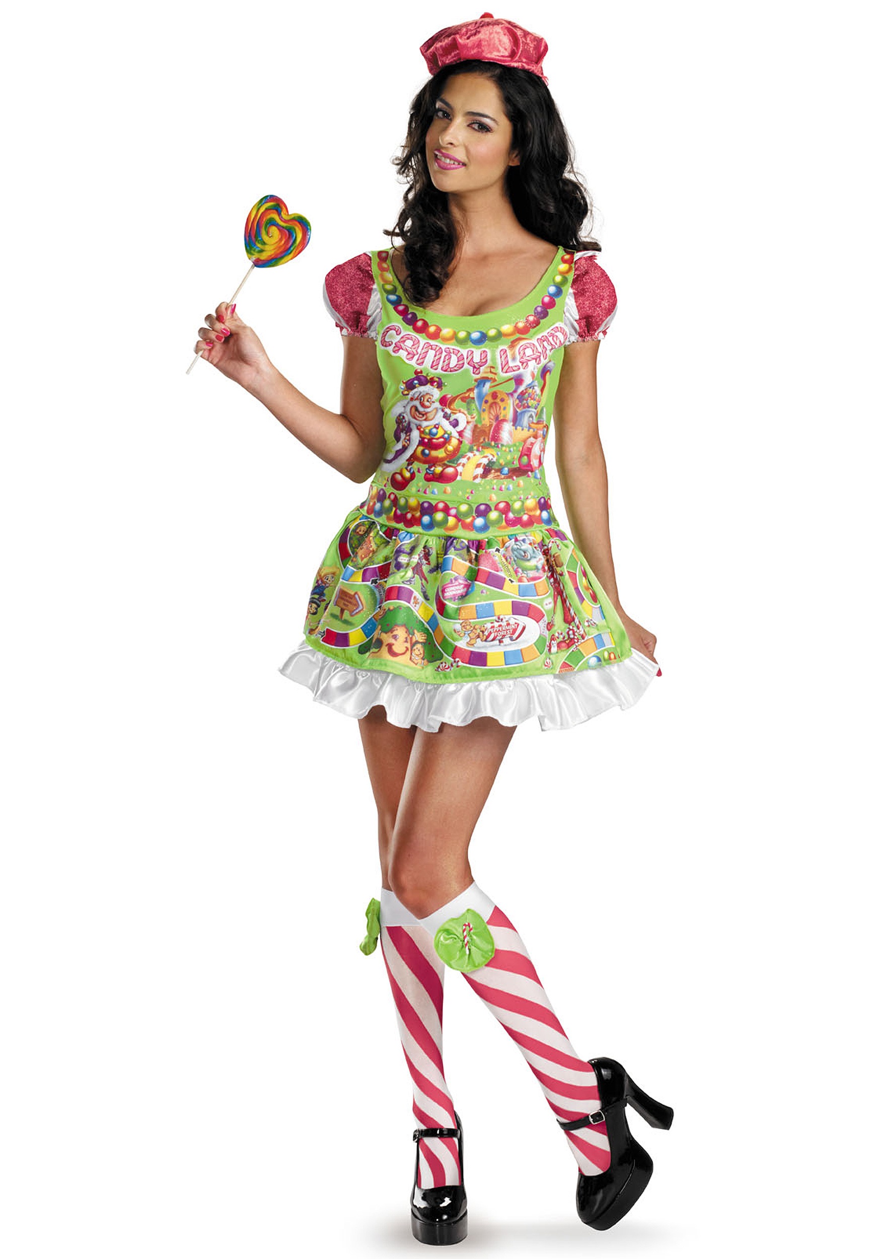 Bạn cũng có thể tận dụng màu sắc của những viên kẹo làm pattern cho chiếc đầm ngày Halloween.