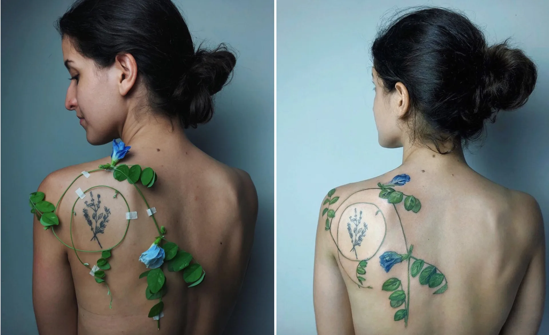 Cô luôn giữ đúng vẻ tự nhiên của cành hoa khi xăm lên người.