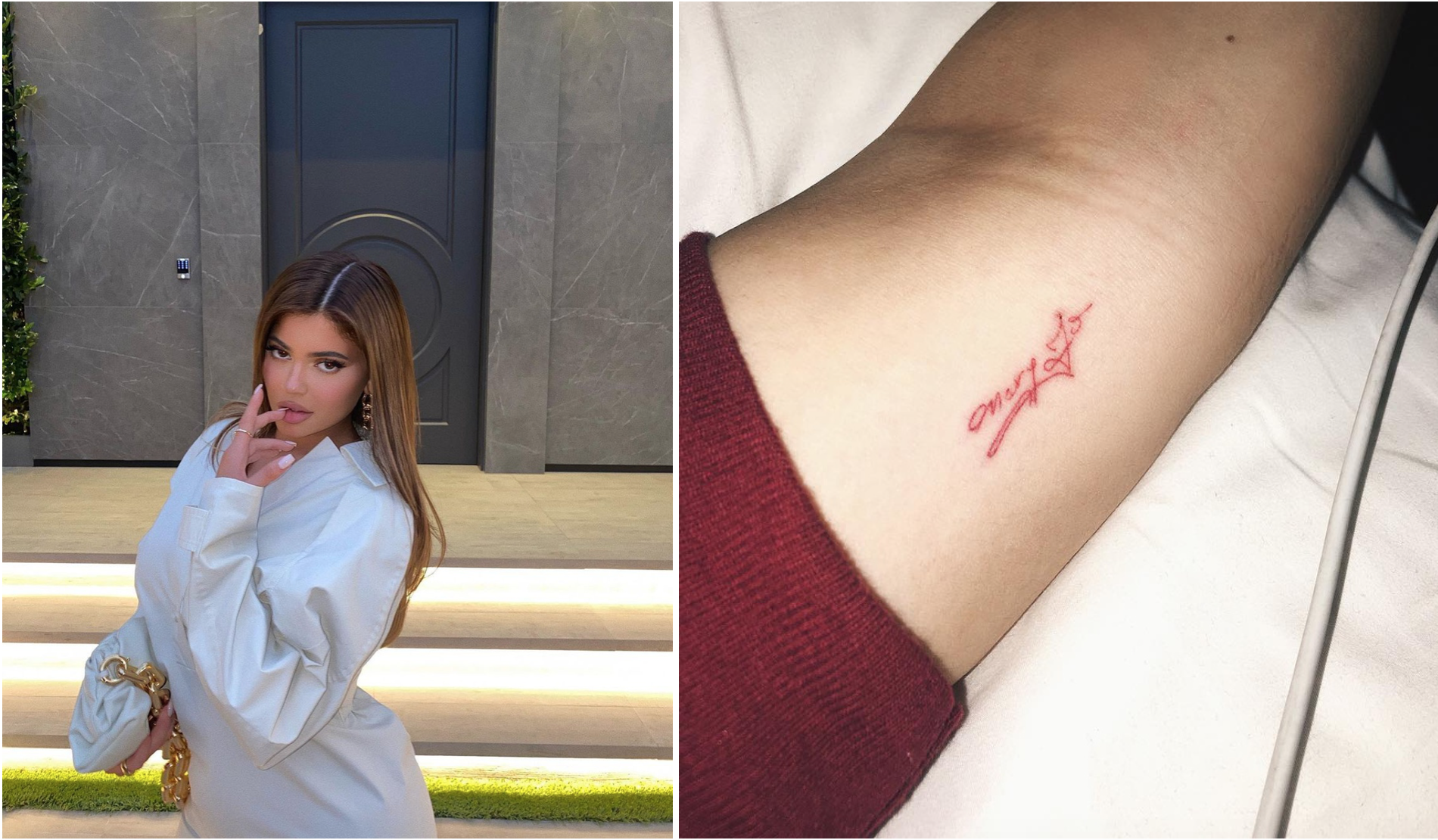 Kylie Jenner với hình xăm tên bà ngoại bằng chữ viết tay của ông cô.