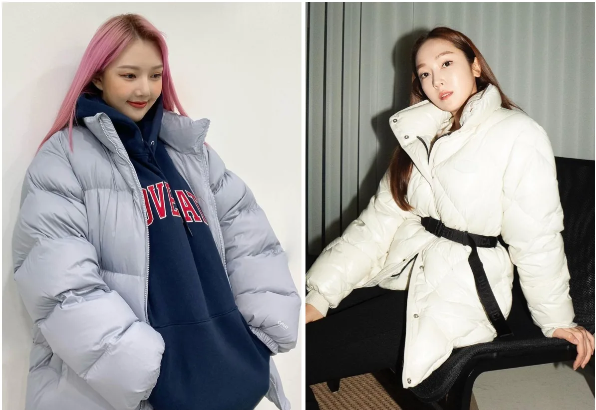Yerin và Jessica đều lựa chọn áp phao làm trang phục thời trang mùa đông, vừa đẹp vừa giữ ấm tốt.