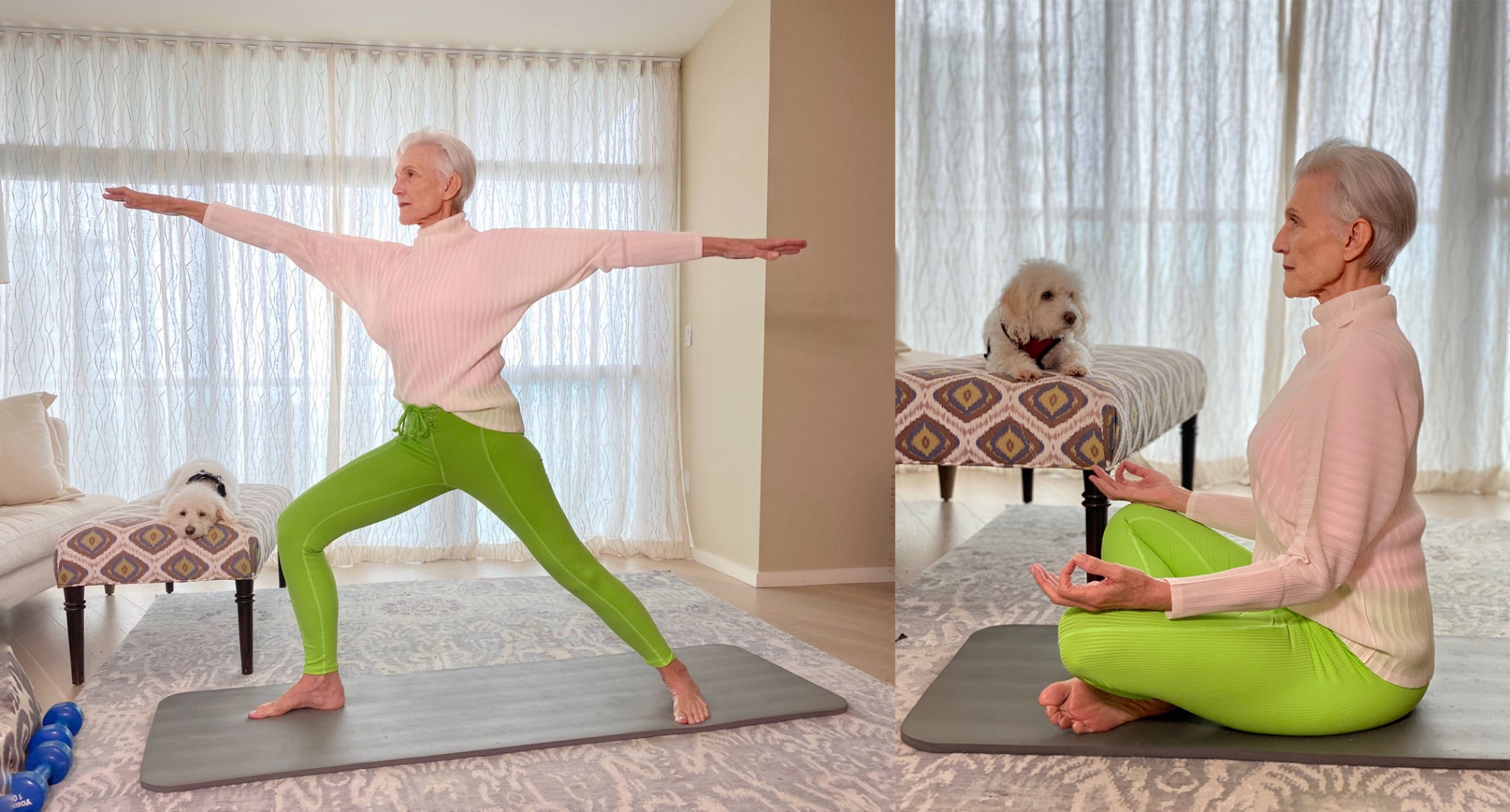 Maye Musk luyện tập yoga và ngồi thiền mỗi ngày để duy trì vóc dáng thanh mảnh và sức khoẻ.