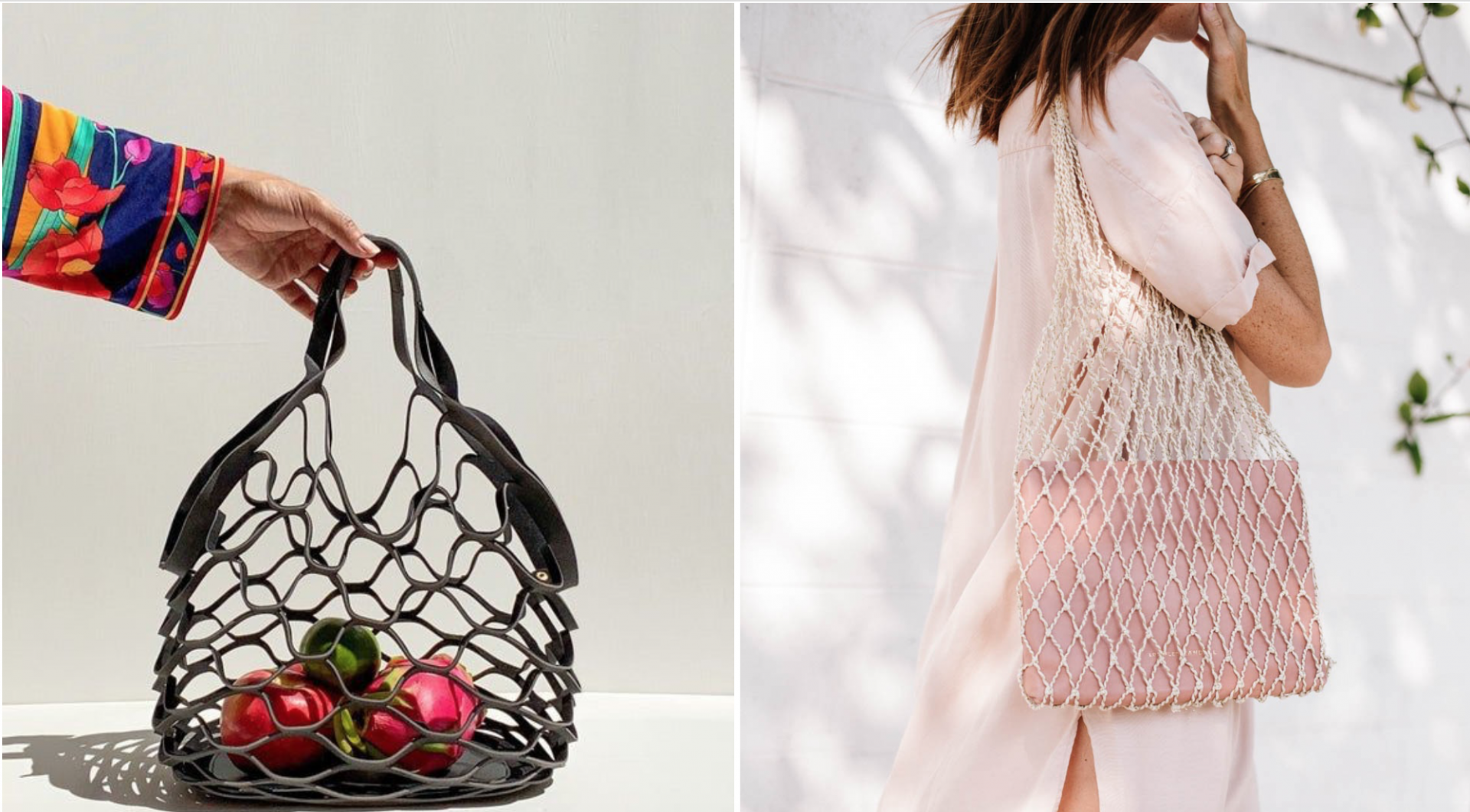 Chiếc túi lưới là phụ kiện yêu thích của những cô nàng theo đuổi phong cách minimal.