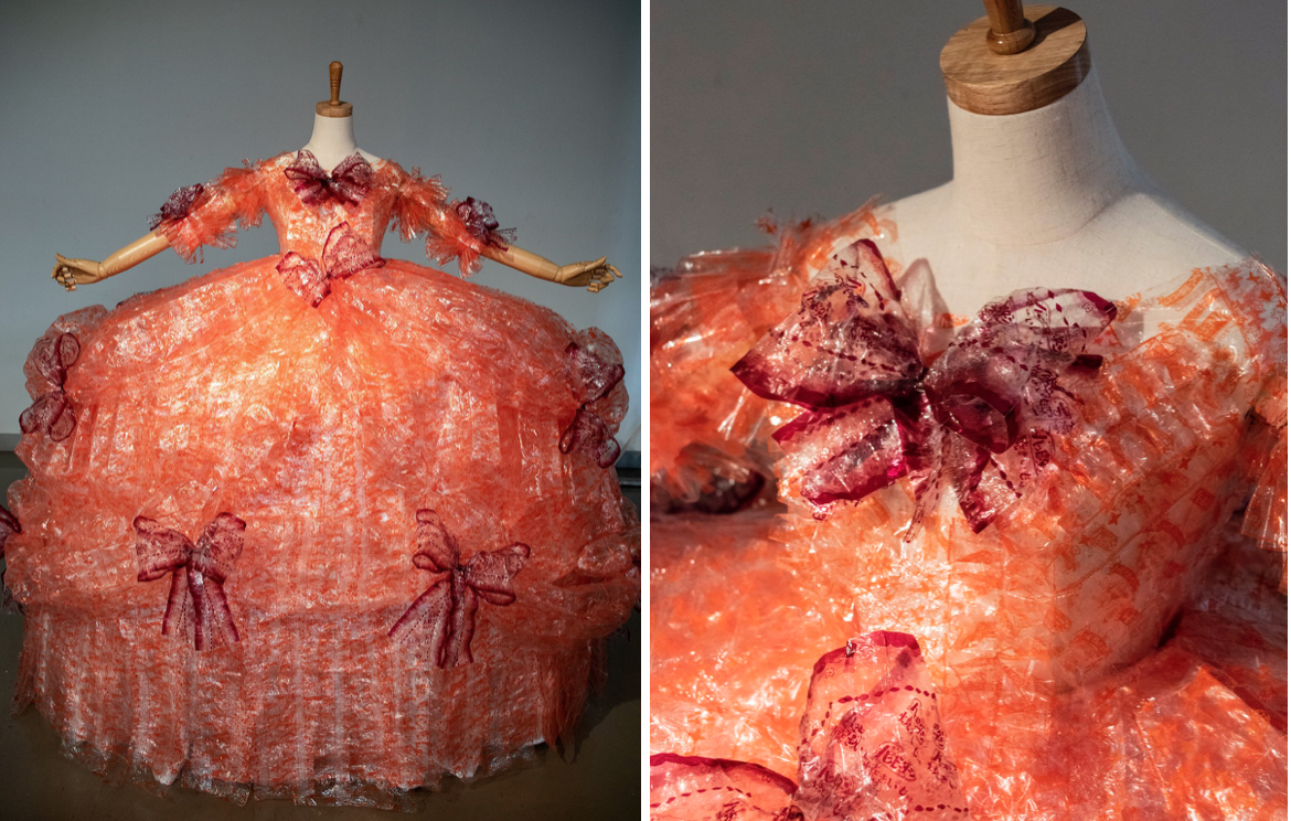 Nam sinh Nhật Bản chế tác chiếc váy từ 4.000 vỏ bánh gạo