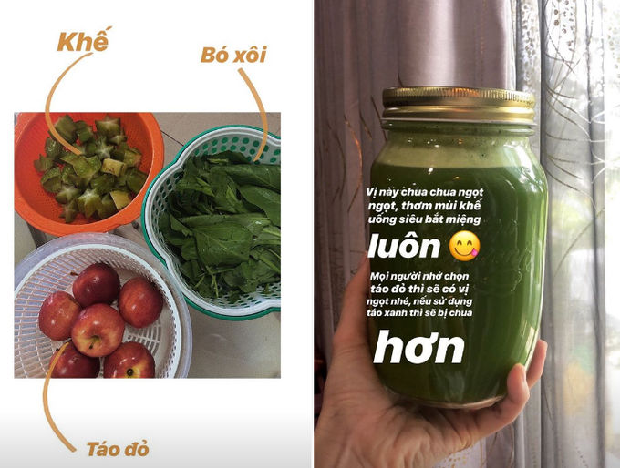 Yến Trang chia sẻ những công thức đồ uống healthy trên mạng xã hội.