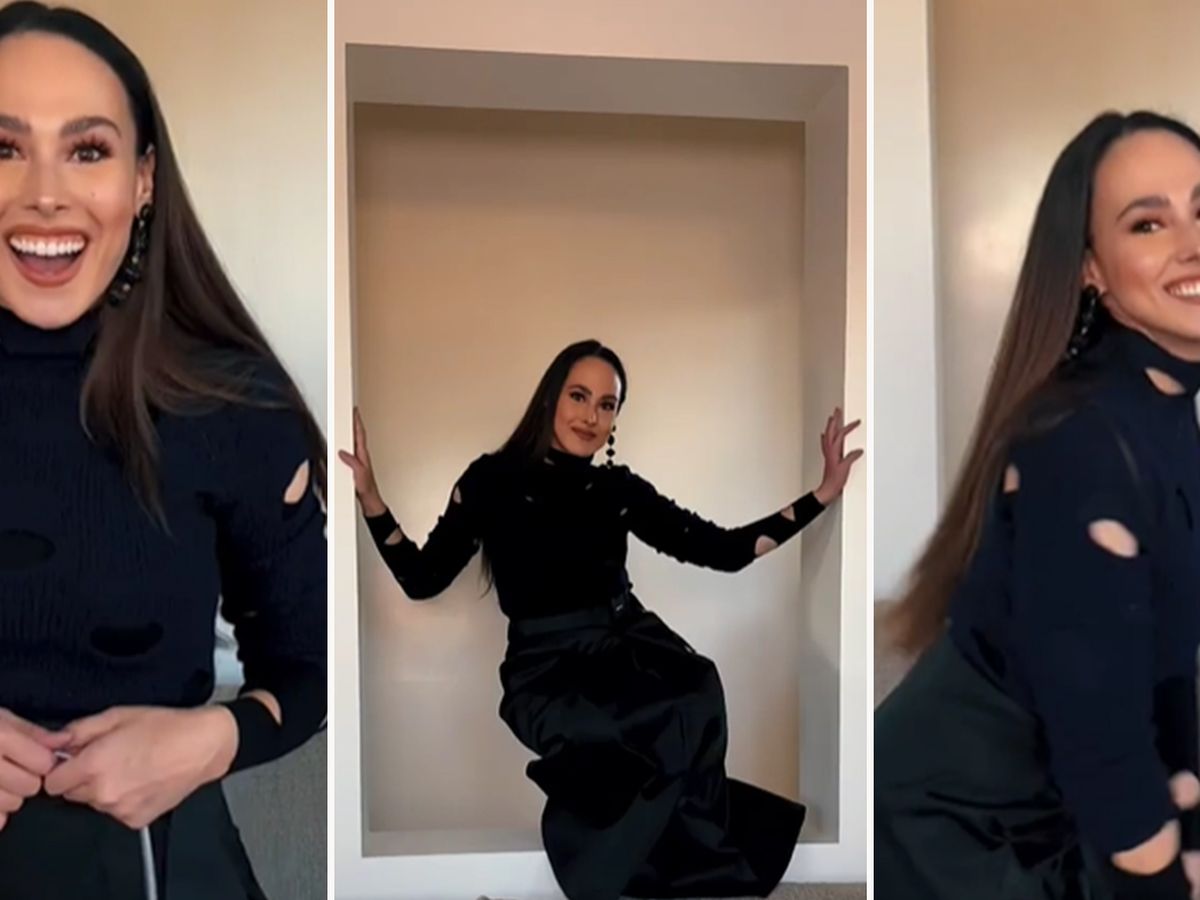 Meena Harris mặc váy Prada tạo dáng đầy thời trang trong một video được đăng tải lên mạng xã hội. (ảnh cắt từ clip)