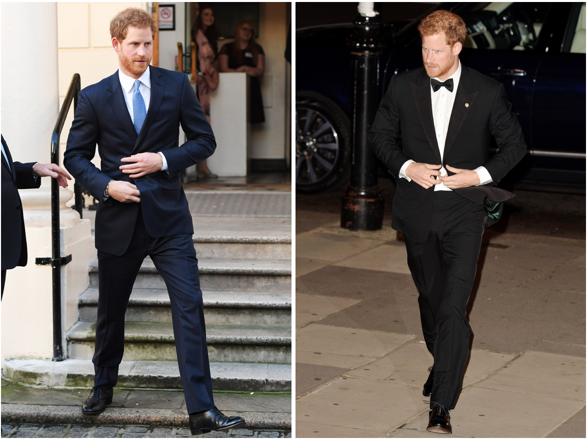 Khi tham gia những sự kiện hoặc đêm tiệc, hoàng tử Harry thường chọn suit hoặc tuxedo với tông màu tối như đen, xanh dương đậm để làm nổi bật sự lịch lãm, sang trọng.