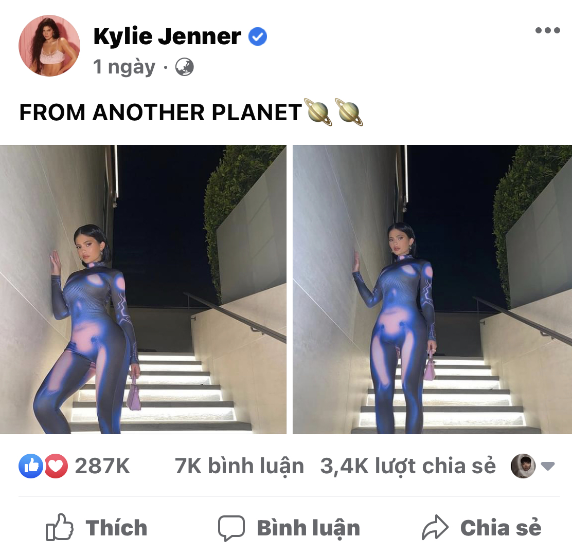 Kylie Jenner còn ghi hẳn chú thích 'FROM ANOTHER PLANET' như lời khẳng định mình là thành người ngoài hành tinh thật sự và viếng thăm trái đất.