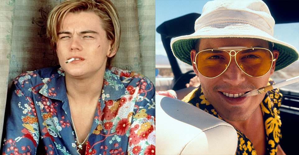 Những tài tử Hollywood chính là người lan toả sức hút của áo sơ mi Hawaii thông qua phim ảnh. Leonardo DiCaprio trong phim Romeo + Juliet (1996) hay Johnny Depp trong Fear and Loathing (1998).
