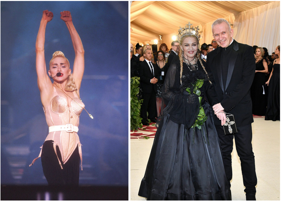 Jean Paul Gaultier và Madonna tham dự Met Gala 2018 và chiếc đầm cô mặc chính là sản phẩm của NTK.