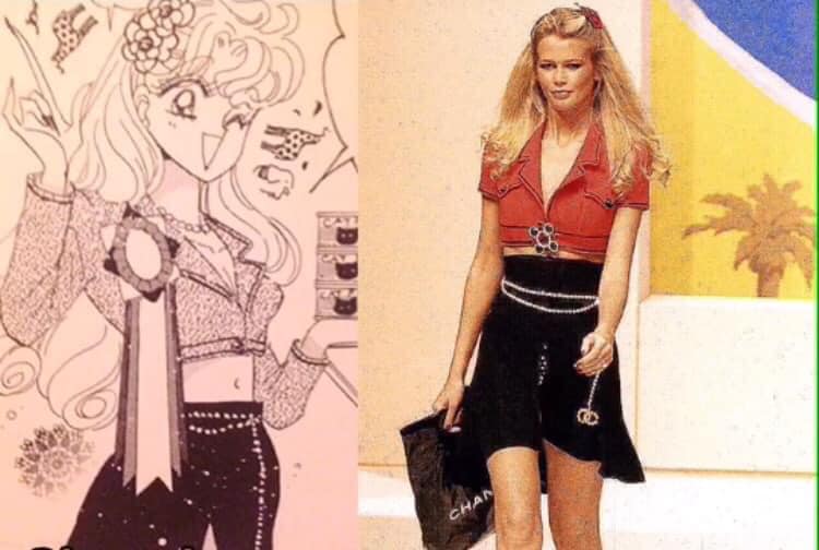 Usagi - Thuỷ thủ Mặt trăng trong trang phục đời thường kiêu kỳ, quyến rũ với thiết kế áo crop-top và chân váy điểm xuyết bằng chain ánh kim sang chảnh gợi nhắc tới một thiết kế nổi bật của Chanel trong BST Spring 1995 do siêu mẫu Claudia Schiffer trình diễn.