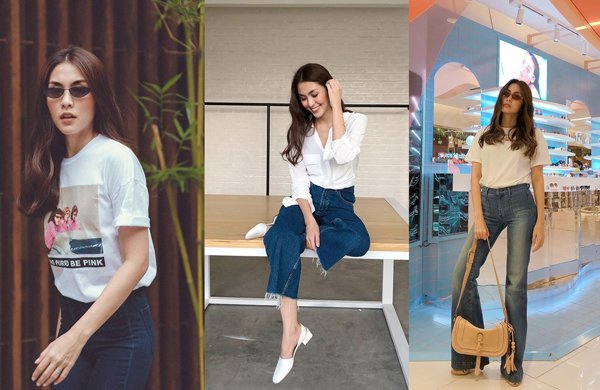 Diện '7749' kiểu trang phục khác nhau, Hà Tăng vẫn là fan trung thành của áo trắng quần jeans.