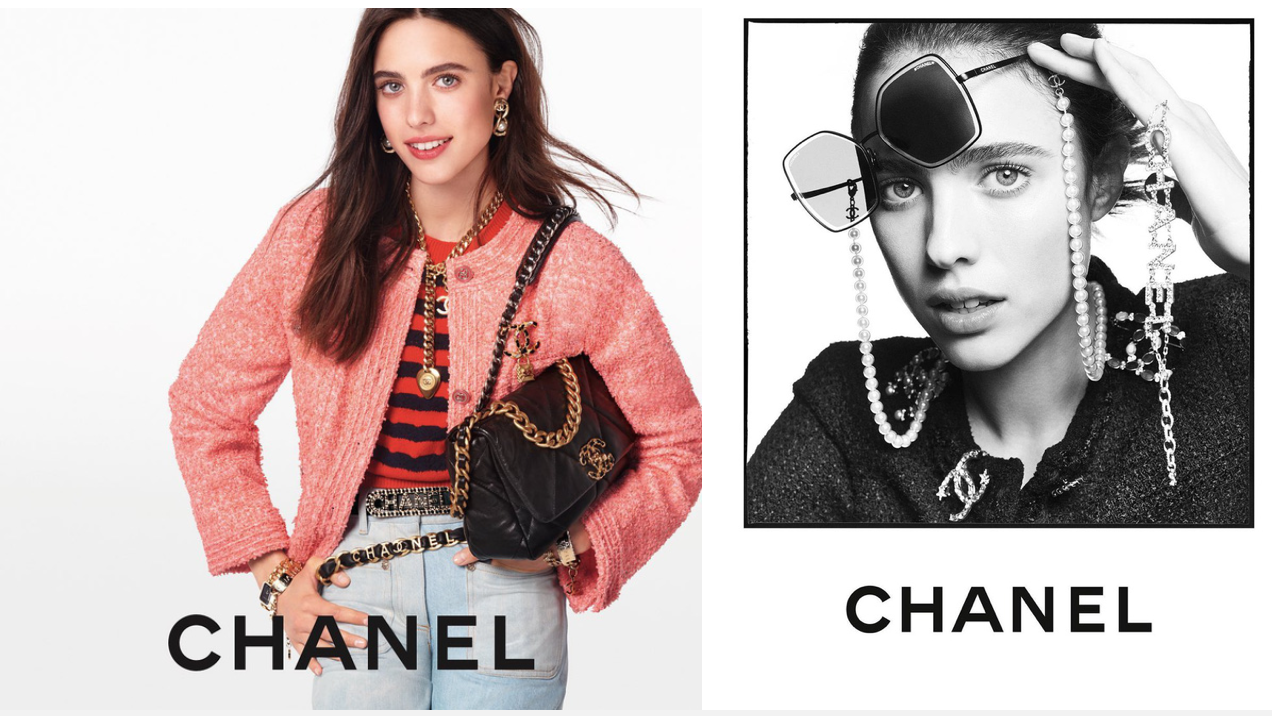 Margaret Qualley là nữ diễn viên người Mỹ sở hữu vẻ đẹp pha trộn giữa sự cổ điển thập niên 60 và nét tươi trẻ, hiện đại mà Chanel đang hướng đến. Cô từng xuất hiện trong nhiều chiến dịch thời trang của nhà mốt Pháp.