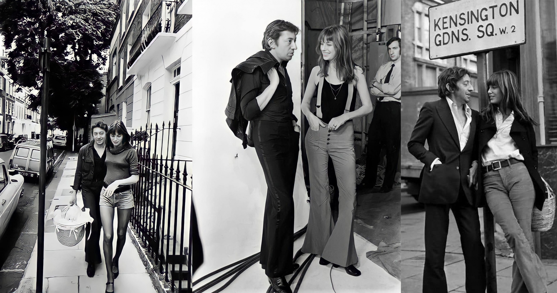 Jane Birkin và Serge Gainsbourg thể hiện tinh thần cổ điển và có chung niềm yêu thích dành cho những chiếc quần ống loe. Thời trang của họ thể hiện sự giao thoa của tư tưởng lãng mạn của một nghệ sĩ khi trót sa vào 'lưới tình' của nàng thơ đời mình.
