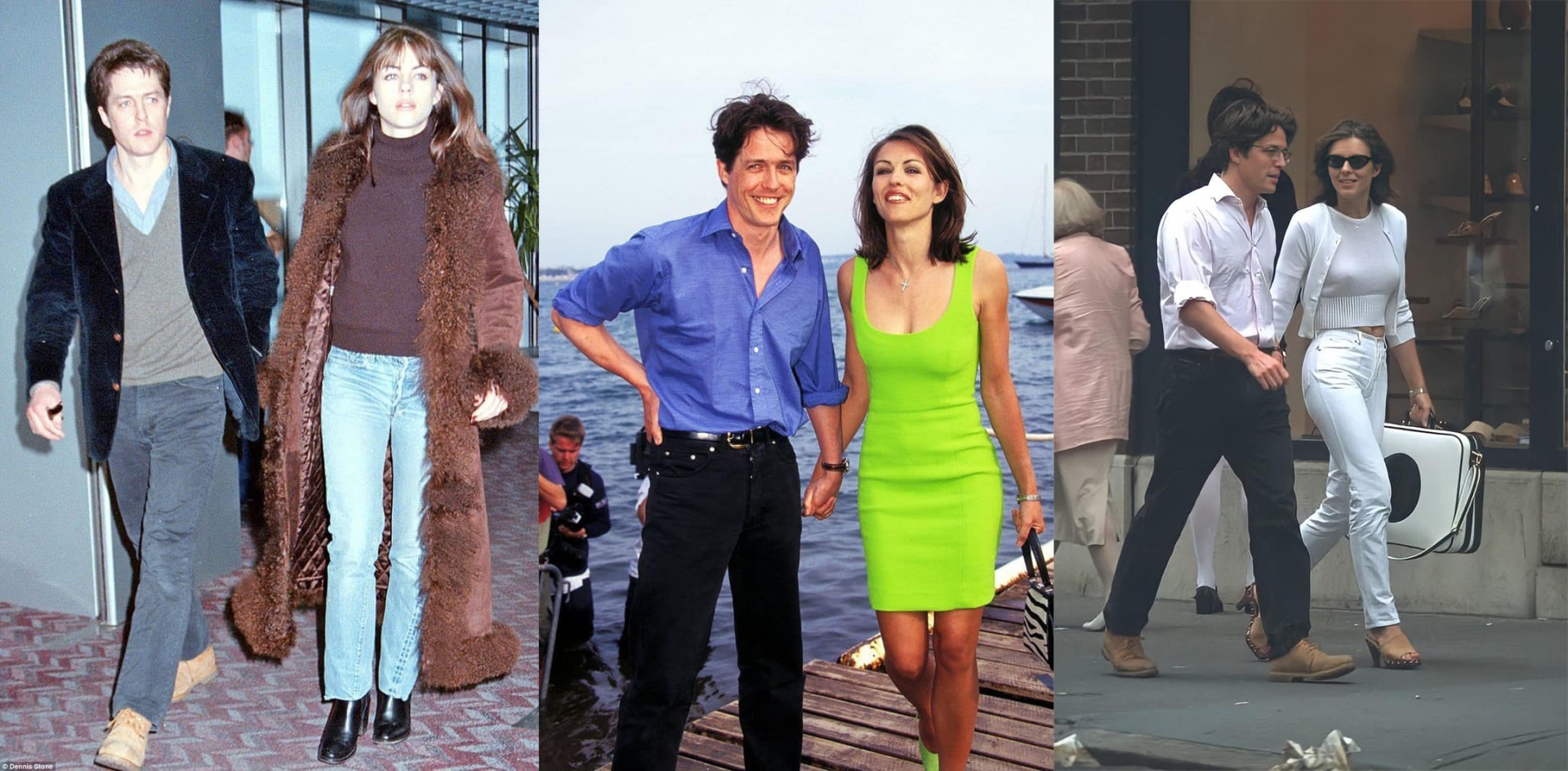 Liz Hurley và Hugh Grant là cặp đôi luôn thích gây ấn tượng bằng quần áo 'đồ sộ' hay màu sắc sặc sỡ.