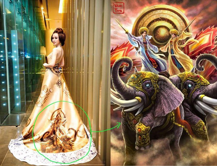 Nhà thiết kế Lê Thanh Hoà cũng từng lên tiếng xin lỗi vì sử dụng hình ảnh Hai Bà Trưng của một tác giả khác lên chiếc váy của Angela Phương Trinh mà chưa hề xin phép.