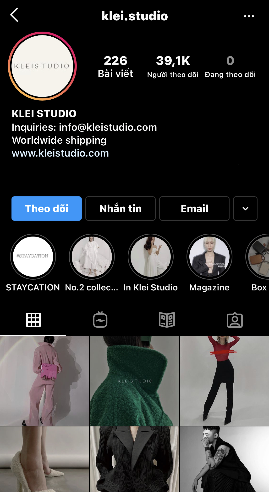 Klei Studio với gần 40 nghìn lượt theo dõi trên Instagram, là thương hiệu nổi bật trong năm 2021.