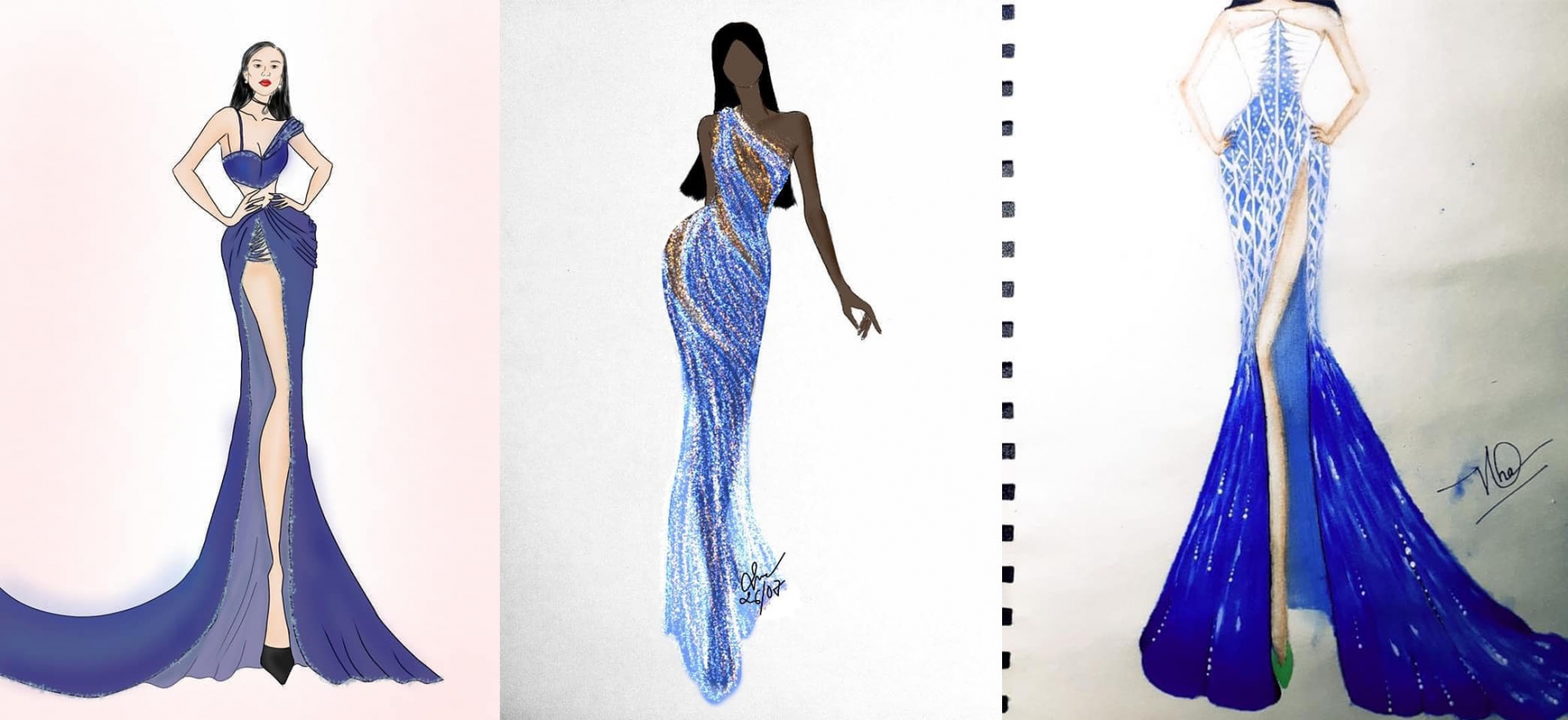 3 bộ váy dạ hội xanh dương xuất hiện trong 'wishlist' của Kim Duyên.