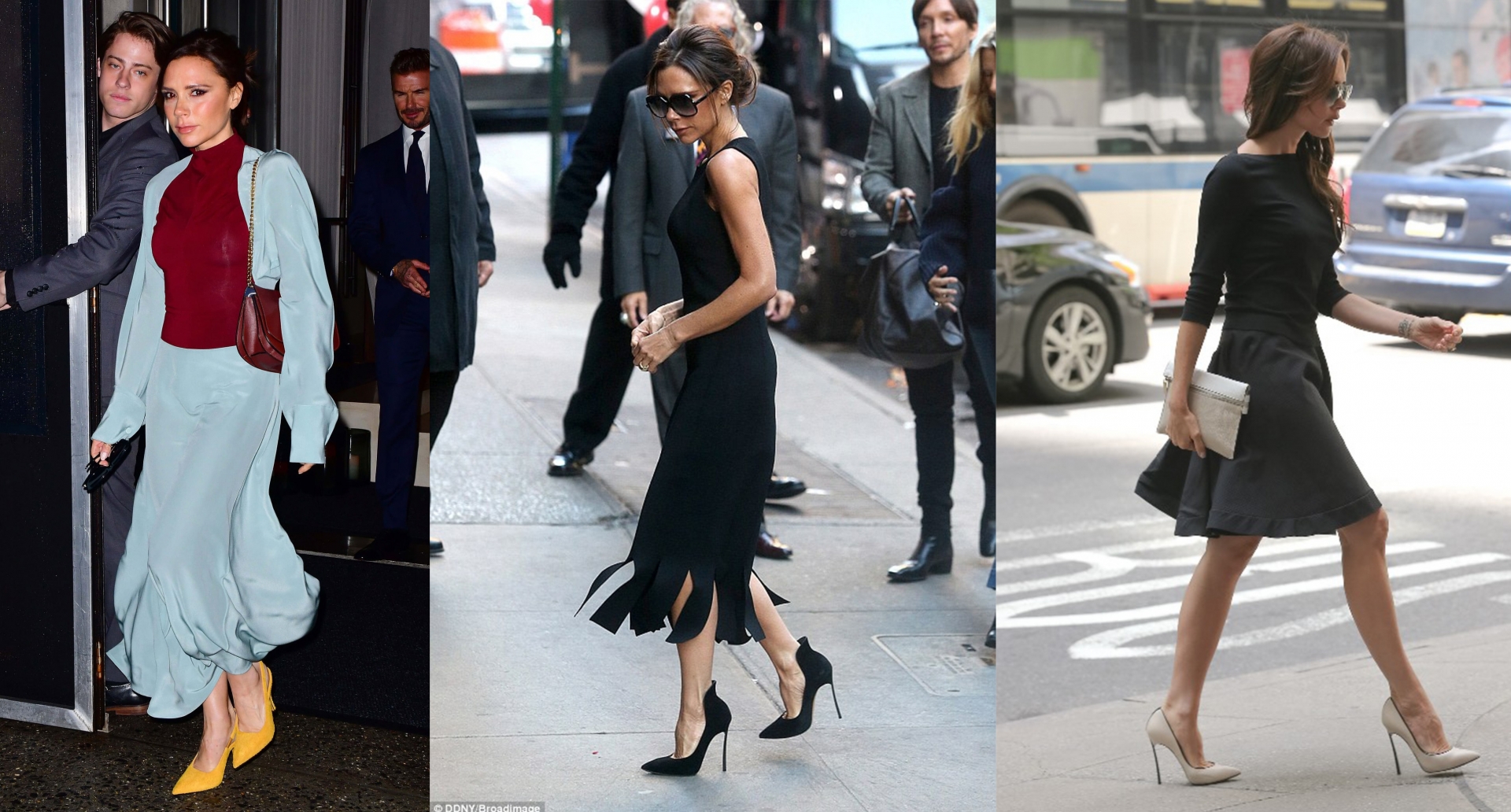 Gu chọn giày cao gót của Victoria Beckham là những đôi có mũi nhọn, đế thon và cao.
