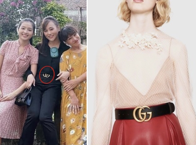 Dễ nhận thấy nhất chính là chiếc thắt lưng logo “GG” Gucci ánh đồng nổi tiếng của nhà mốt Ý. Trông đơn giản như vậy thôi nhưng mẫu phụ kiện này cũng “ngốn” hơn 550 USD (khoảng 16,6 triệu đồng) của cô nàng. 