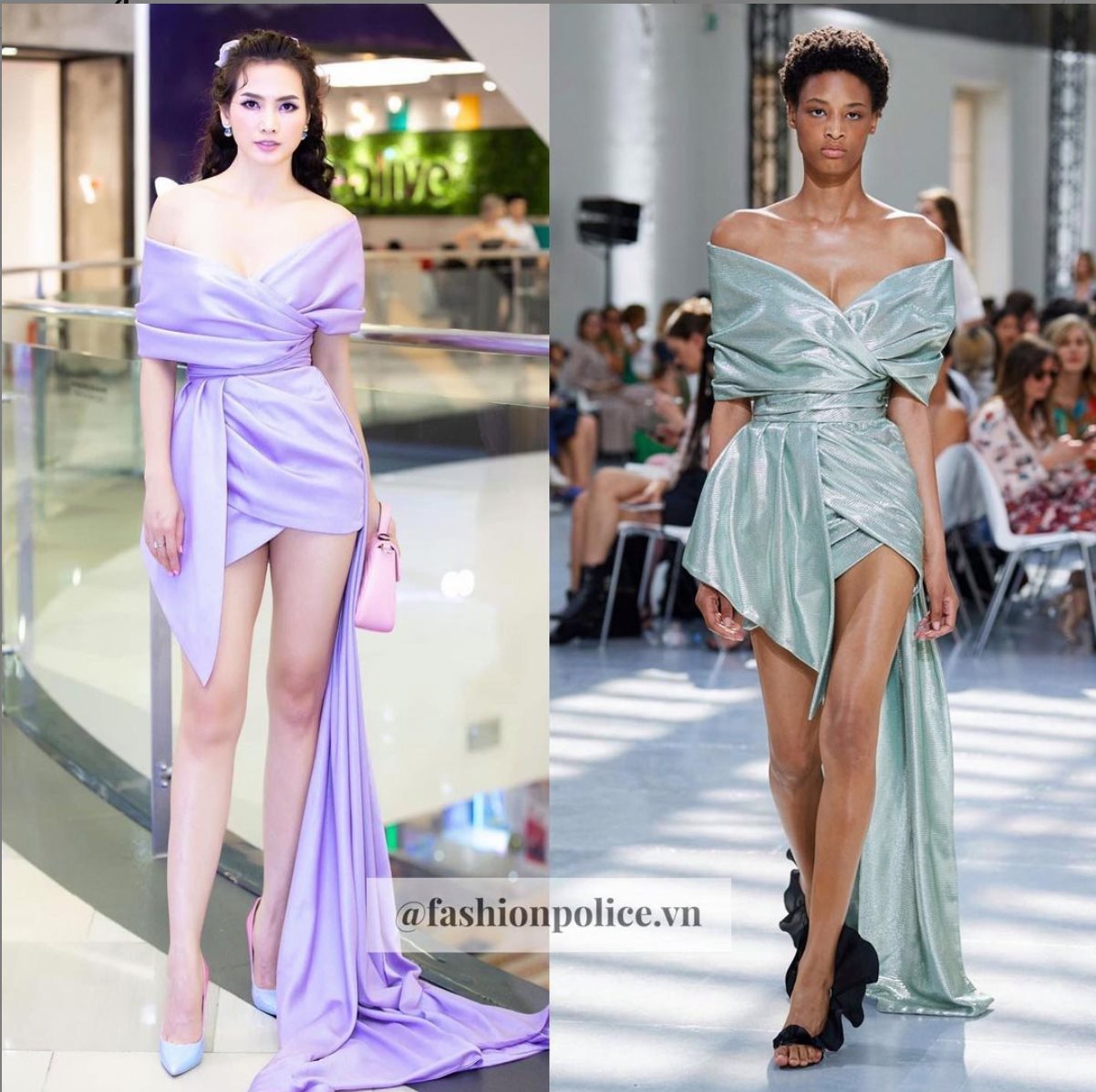 Đạo nhái đã đành ngay cả màu sắc của mẫu váy cũng tạo cảm giác 'không tới'. Ảnh: @fashionpolice.vn