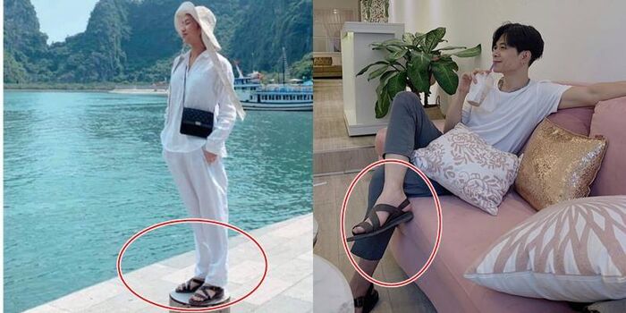 Nam diễn viên còn diện lại mẫu sandals mà Diệu Nhi từng mang khi đi du lịch.