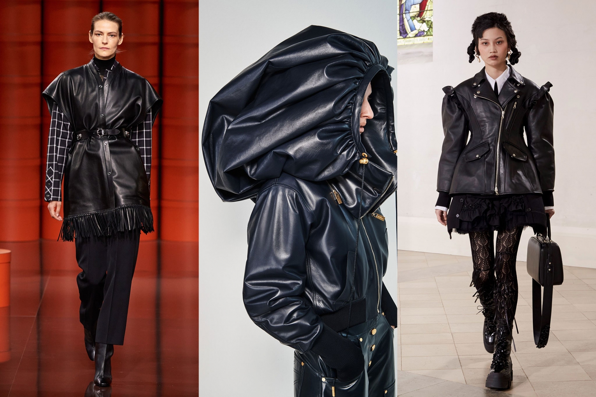 Hermès, Schiaparelli, Simone Rocha mang âm hưởng punk-rock vào bộ sưu tập Thu/Đông 2021 với những thiết kế da độc đáo.