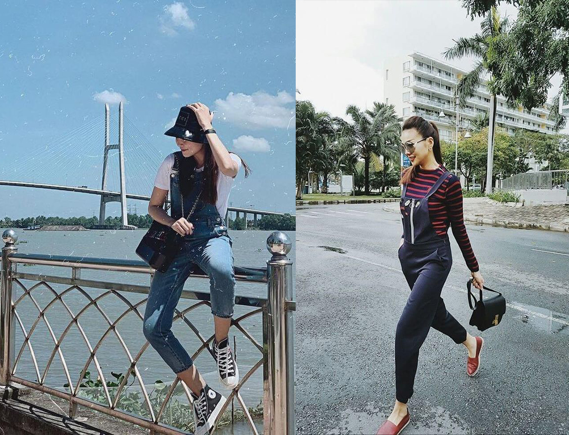 Sở hữu đôi chân dài nhất nhì V-biz, siêu mẫu Thanh Hằng có cách phối năng động với quần yếm, sneakers, mũ bucket hat... sành điệu hết nấc.