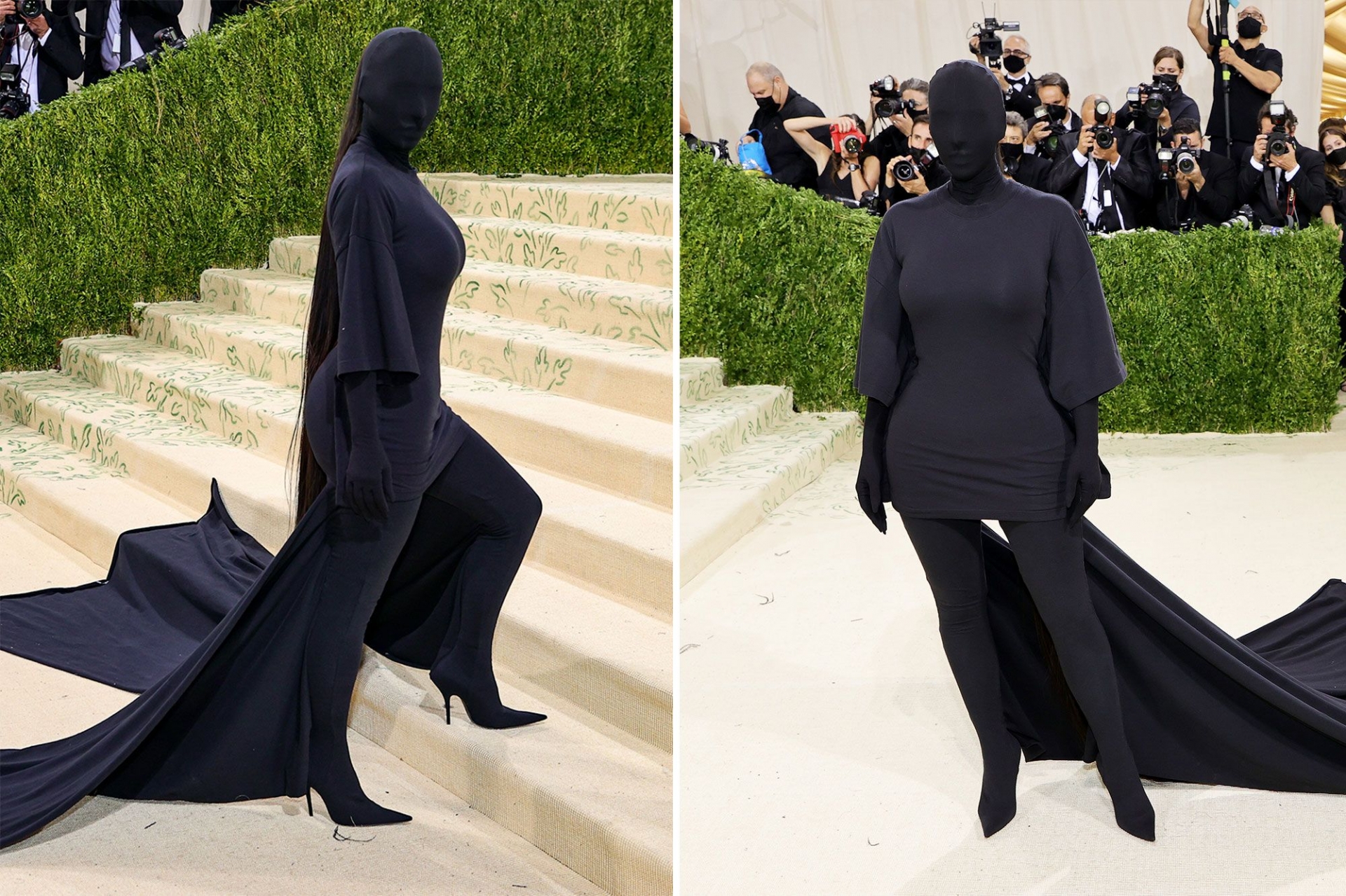 Kim Kardashian từng tiết lộ ý tưởng trang phục này khi mặc nguyên bộ đồ da kín thân trên đường phố New York.