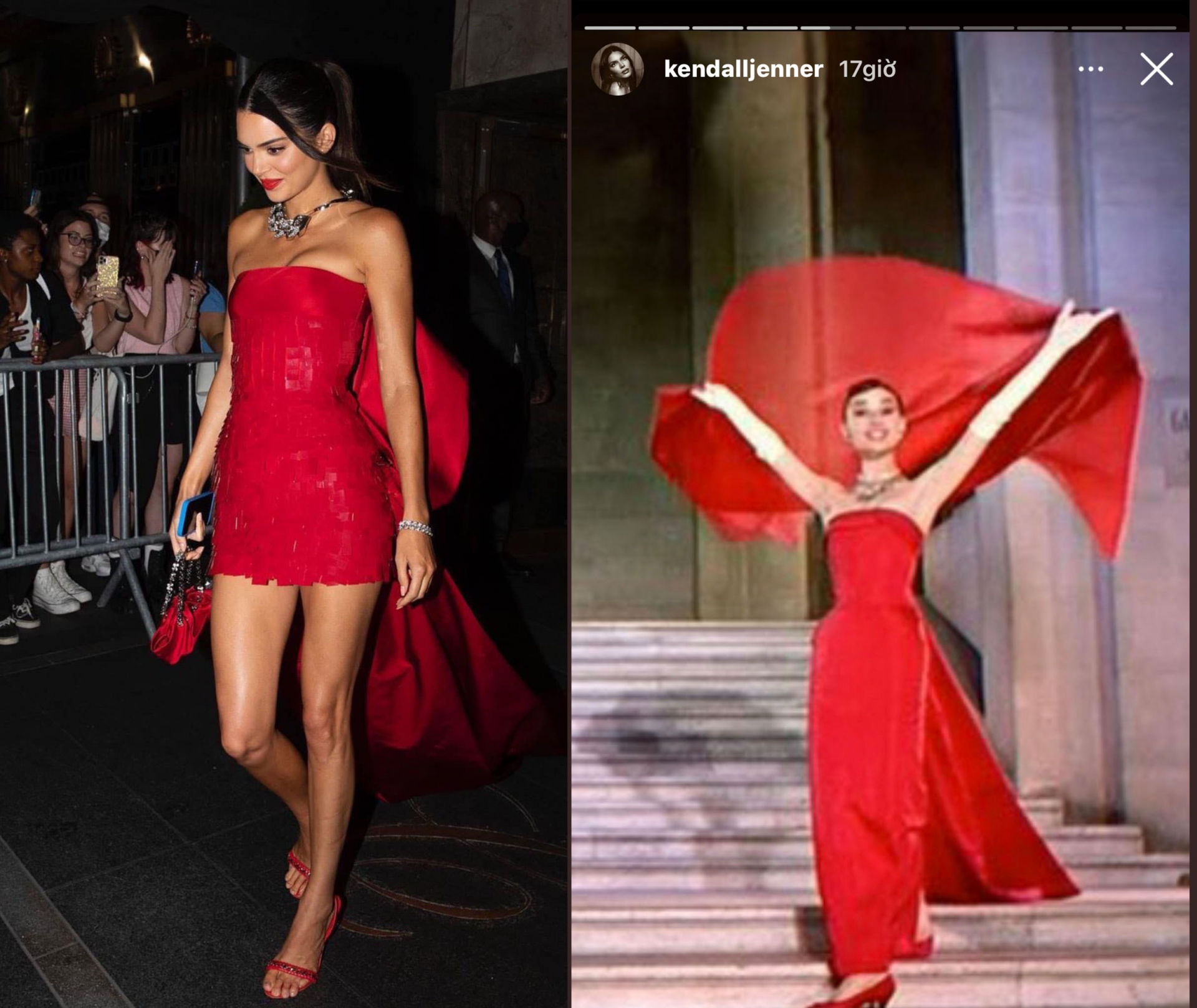 Bộ váy nằm trong BST Givenchy Haute Couture Couture, được lấy cảm hứng từ một phân cảnh của Audrey Hepburn trong phim theo như cô nàng chia sẻ.