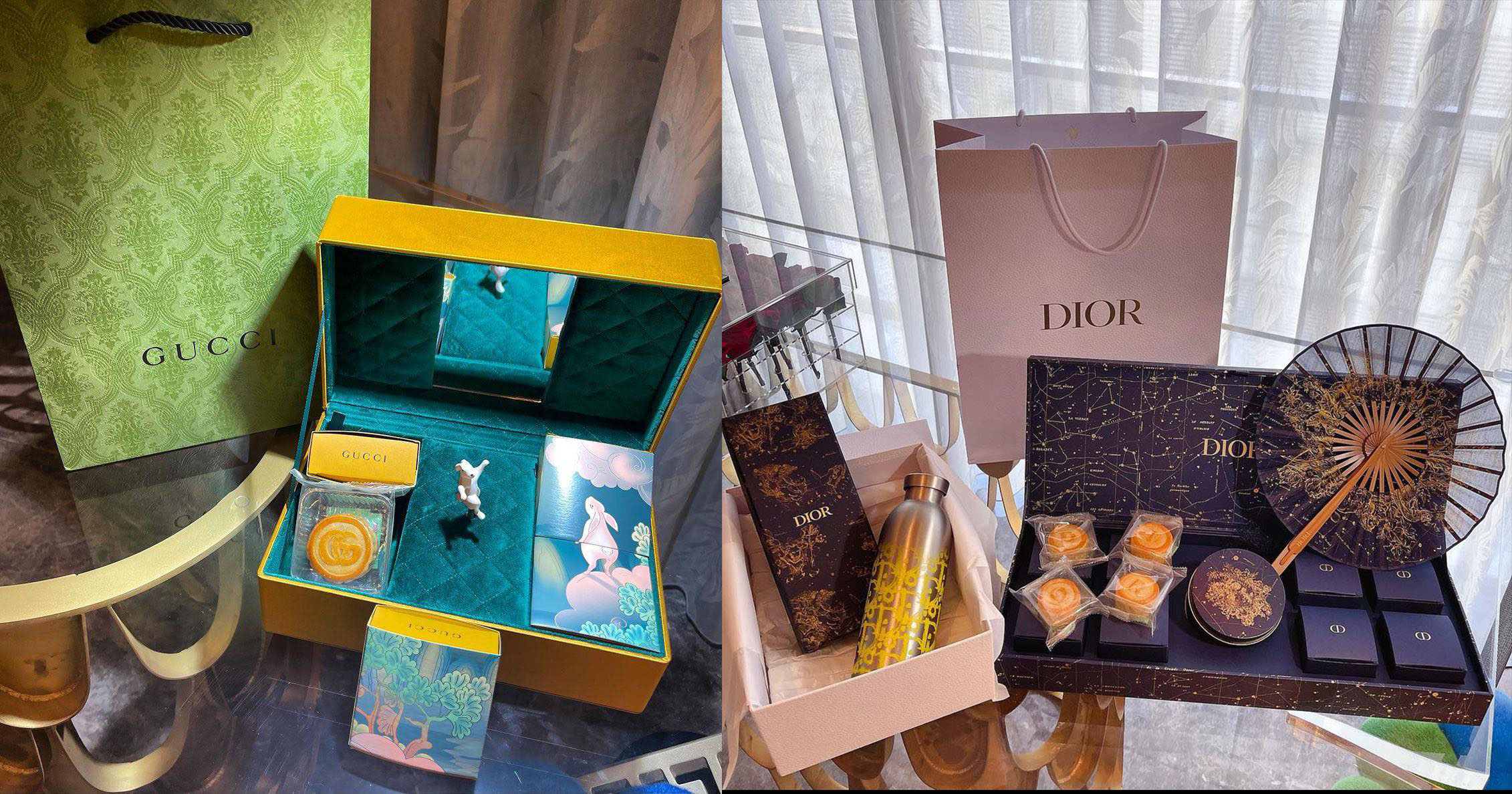 Maybe Collection  3 Dior Hộp quà bánh trung thu của Dior có thể nói là  hộp quà lãng mạn nhất Khi mở hộp về hai phía một chiếc quạt gấp theo