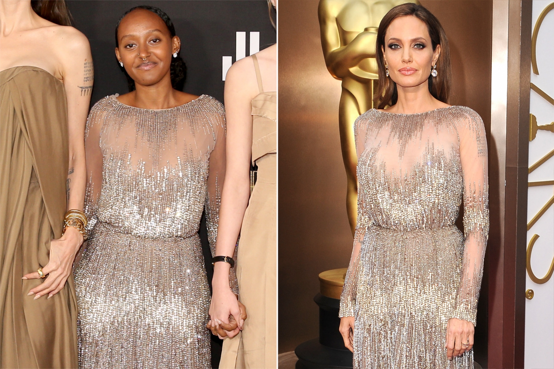 Cô con gái Zahara diện thiết kế Elie Saab Couture được Angelina Jolie mặc tại lễ trao giải Oscar 2014.
