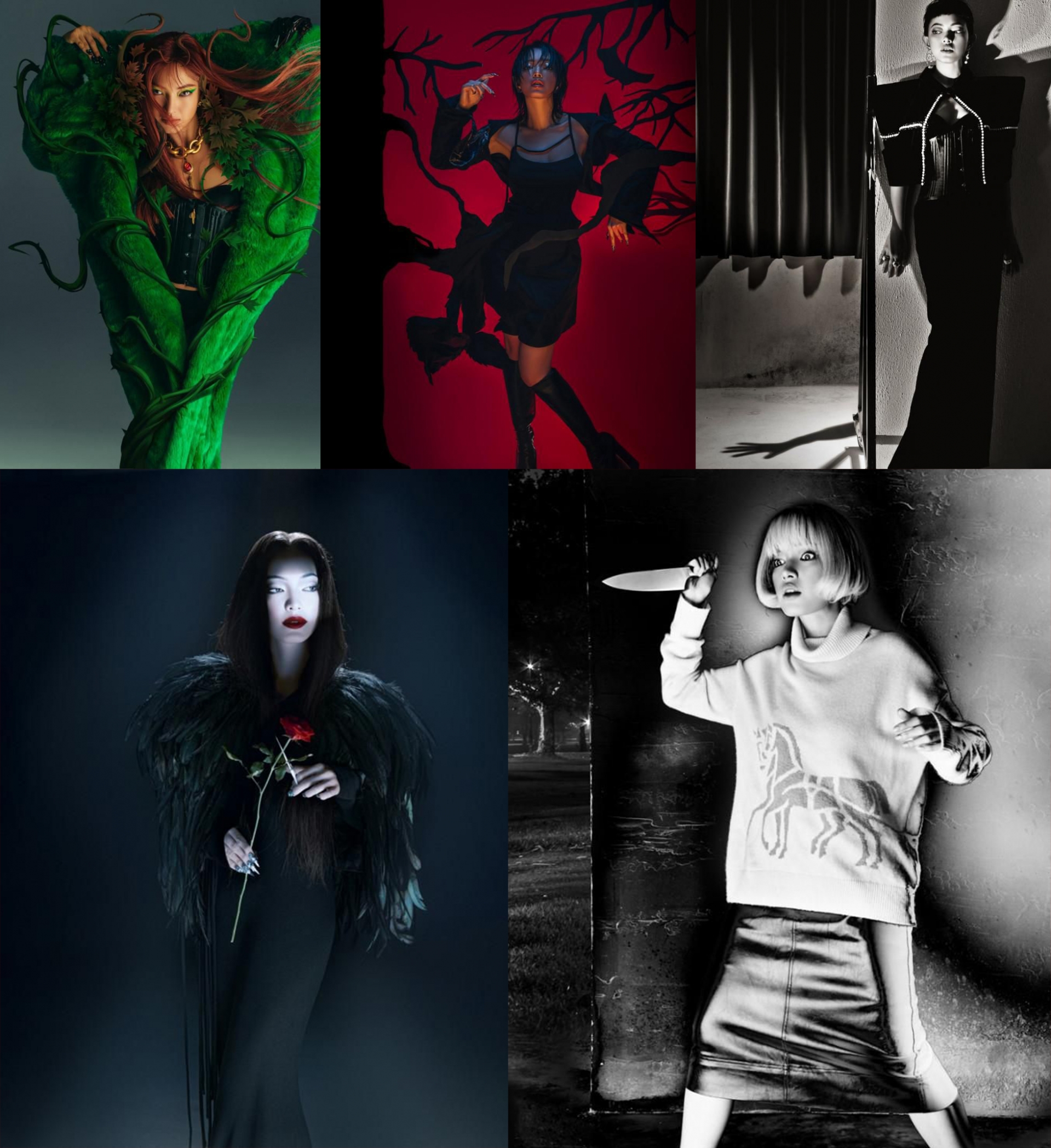 Poison Ivy (Batman & Robin 1997), Ma Cây trong the Evil Dead (1981-2013), Marion Crane (Psycho 1960), Morticia Addams (The Addams Family 1991), Casey Becker (Scream 1996). 