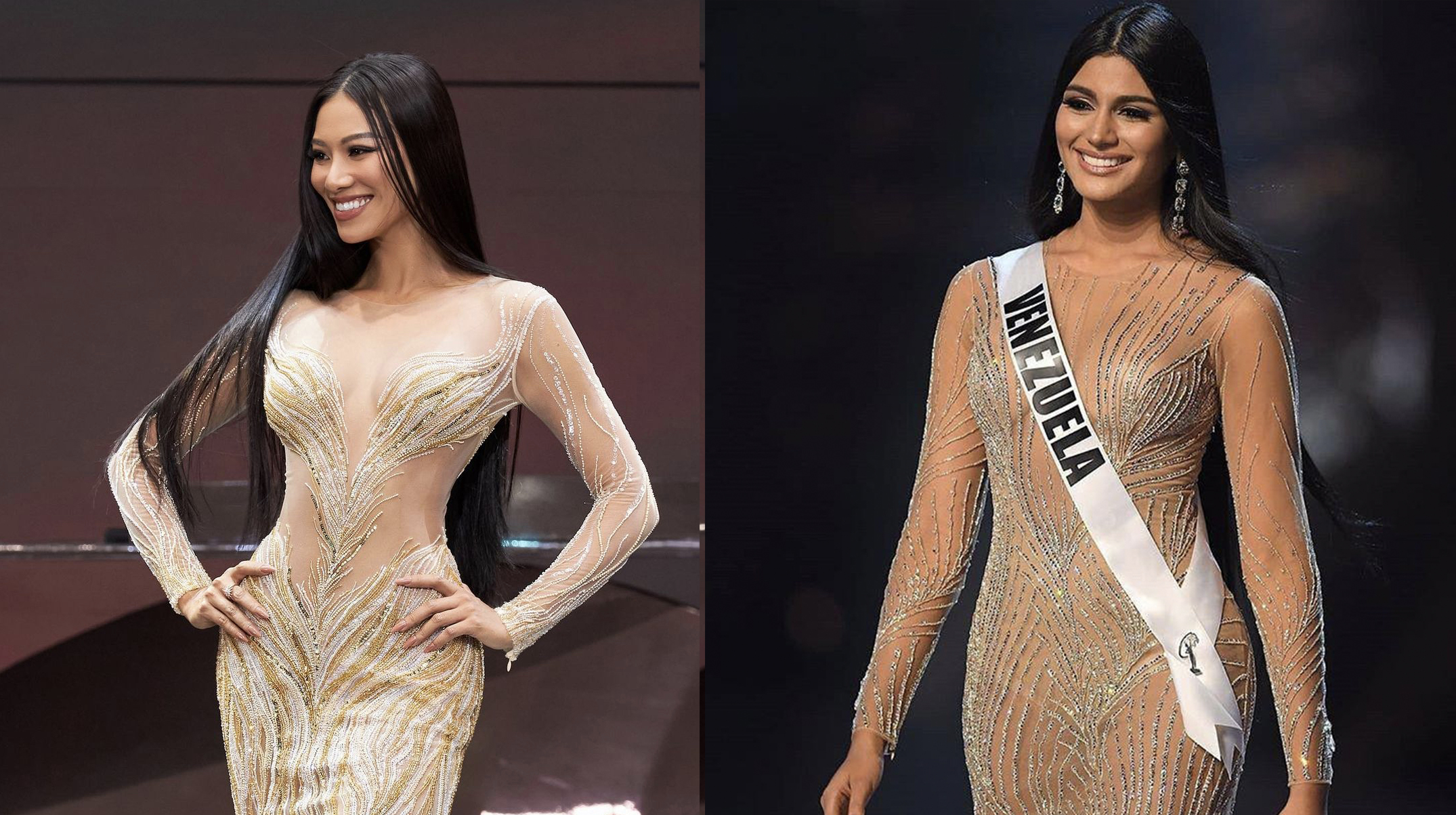 Tạo hình với váy dạ hội của Kim Duyên vừa công bố đã bị tố là "nhái" Á hậu HHHV 2018 người Venezuela
